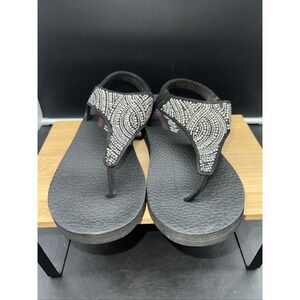 Skechers Yoga Meditation Moon Flip-Flop Sandals 32919 Black Jewell BEADED SZ 8